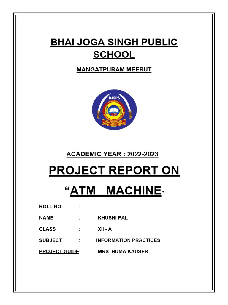 ATM Machine Management System Project | PDF | Computer Programming ...