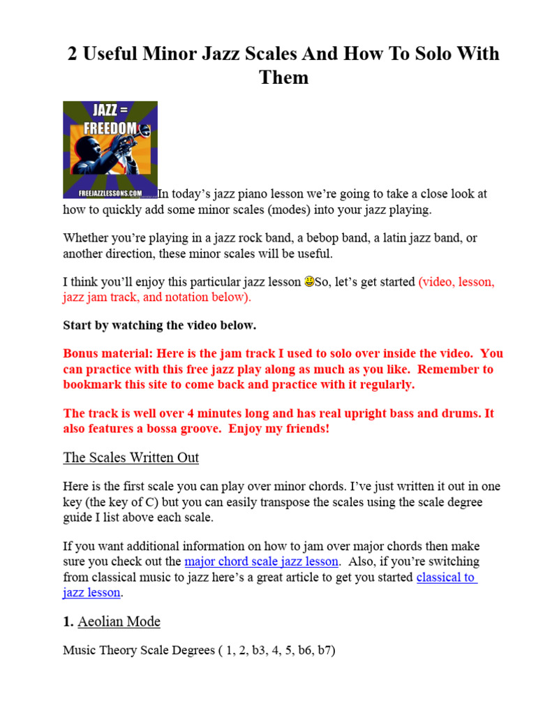 2 Useful Minor Jazz Scales And How To Solo With Them Pdf Mode