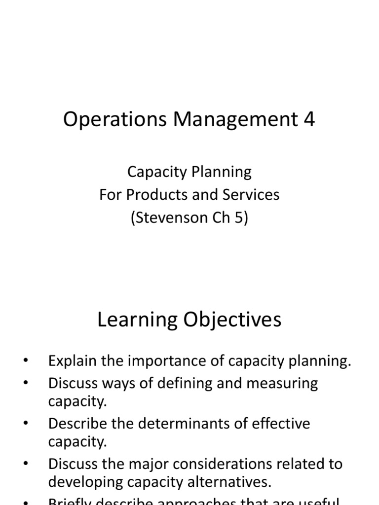 Capacity Planning for Operations Management | PDF | Average Cost ...