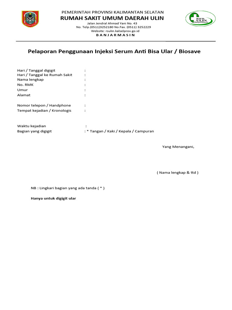 Pelaporan Serum Anti Bisa Ular Biosave | PDF