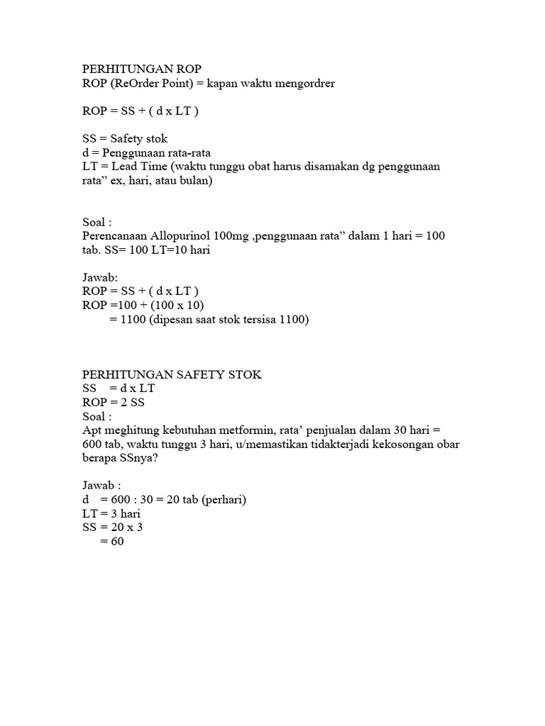 Perhitungan ROP dan Safety Stock Obat | PDF