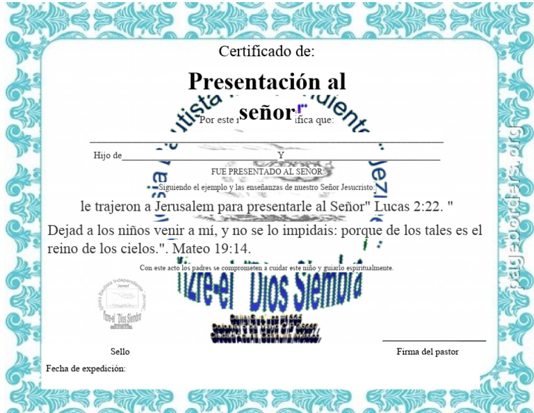 Certificado de Presentación Niño | PDF