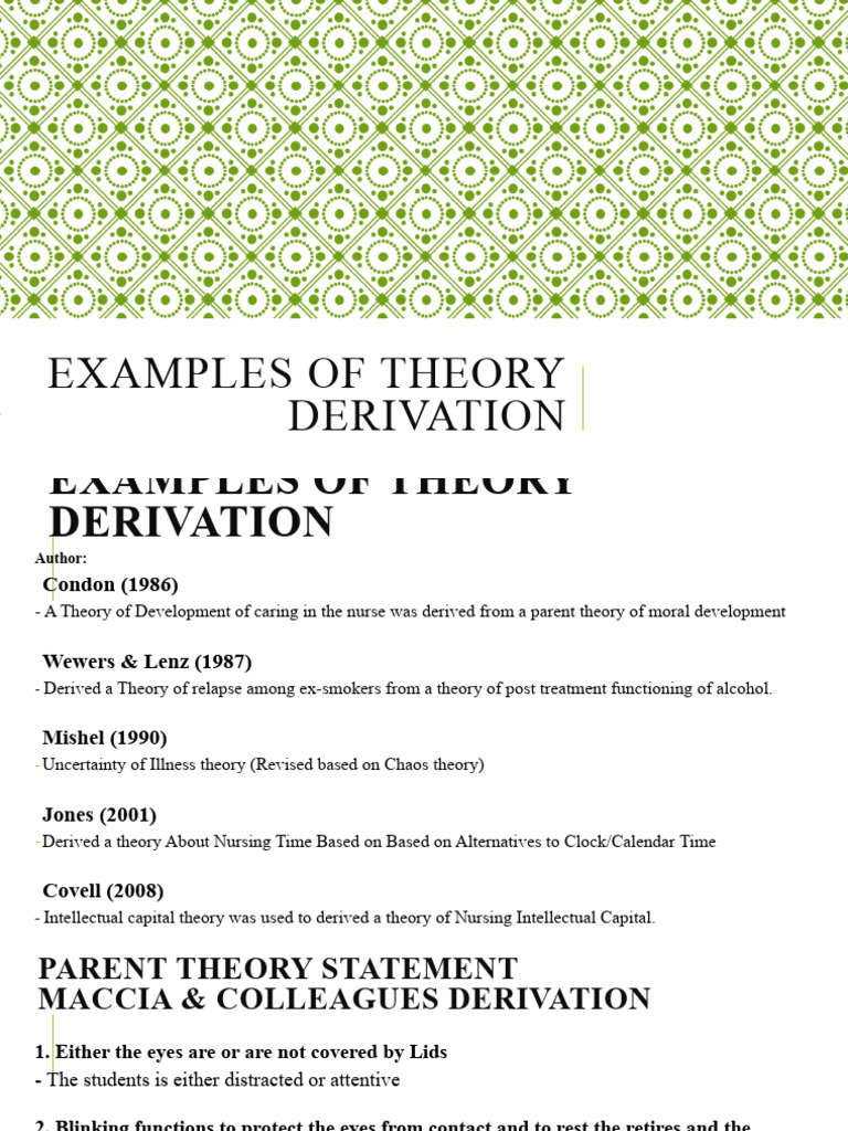 Examples of Theory Derivation | PDF | Relapse | Nursing
