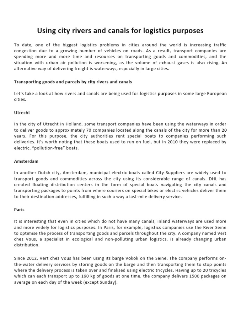 Freight Logistics by Inland Waterways | PDF