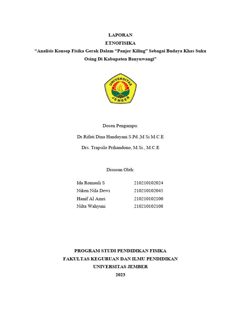 Analisis Fisika Panjer Kiling Osing | PDF