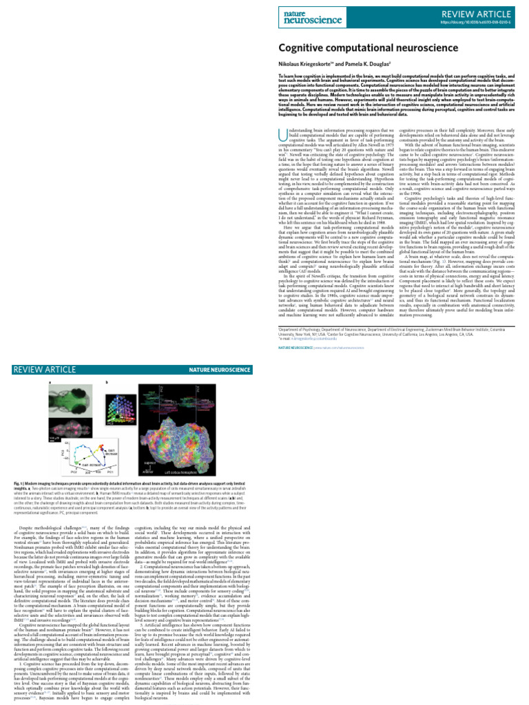 Cognitive Computational Neuroscience Insights | PDF | Cognitive Science ...