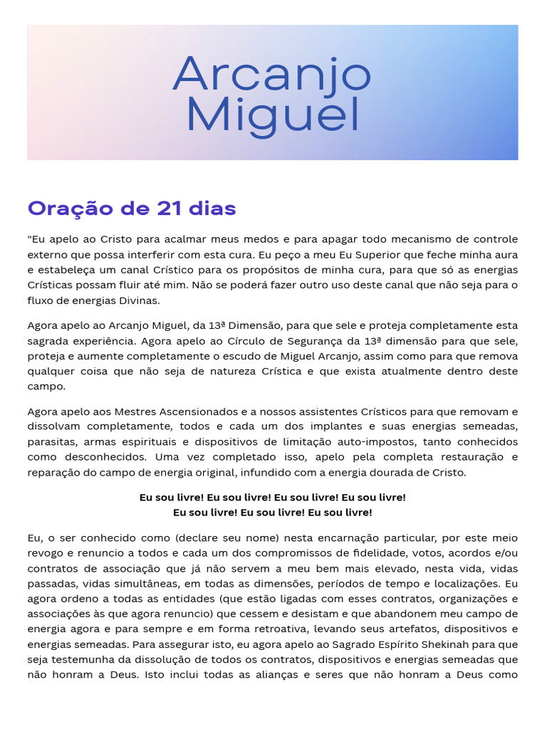 Oração 21 Dias Arcanjo Miguel-1 | PDF | Jesus | Deus