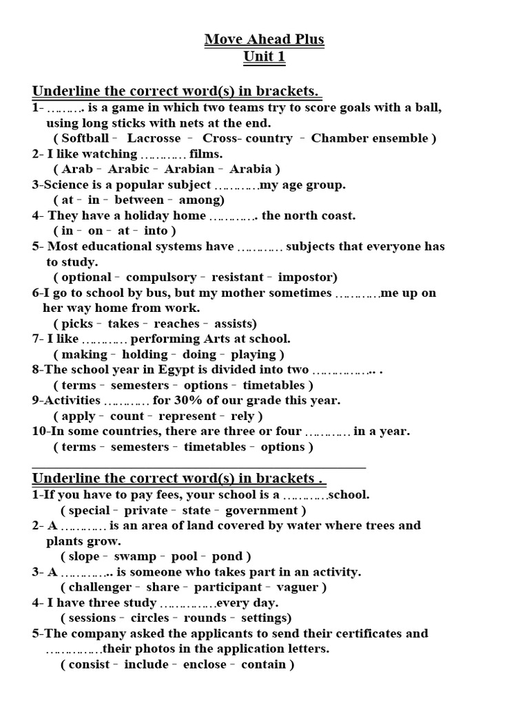 Move Ahead Plus: Unit 1 Exercises | PDF | Pen | Antarctica