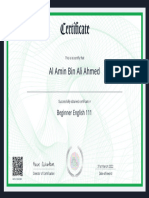 Certificate Beginner English 111