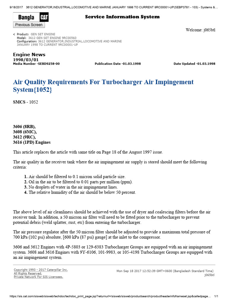 Air Quality Requirements For Turbocharger Air Impingement System PDF