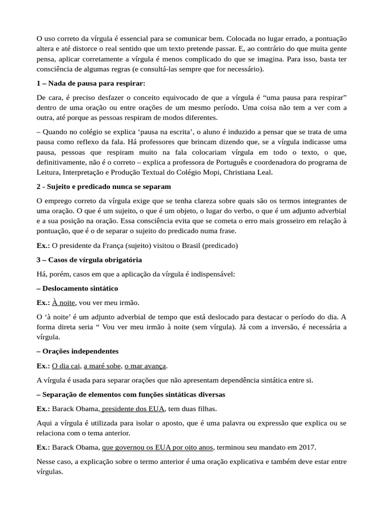 Regras Virgula Pdf