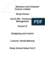 Budgeting and Control Study School Notes Part 2