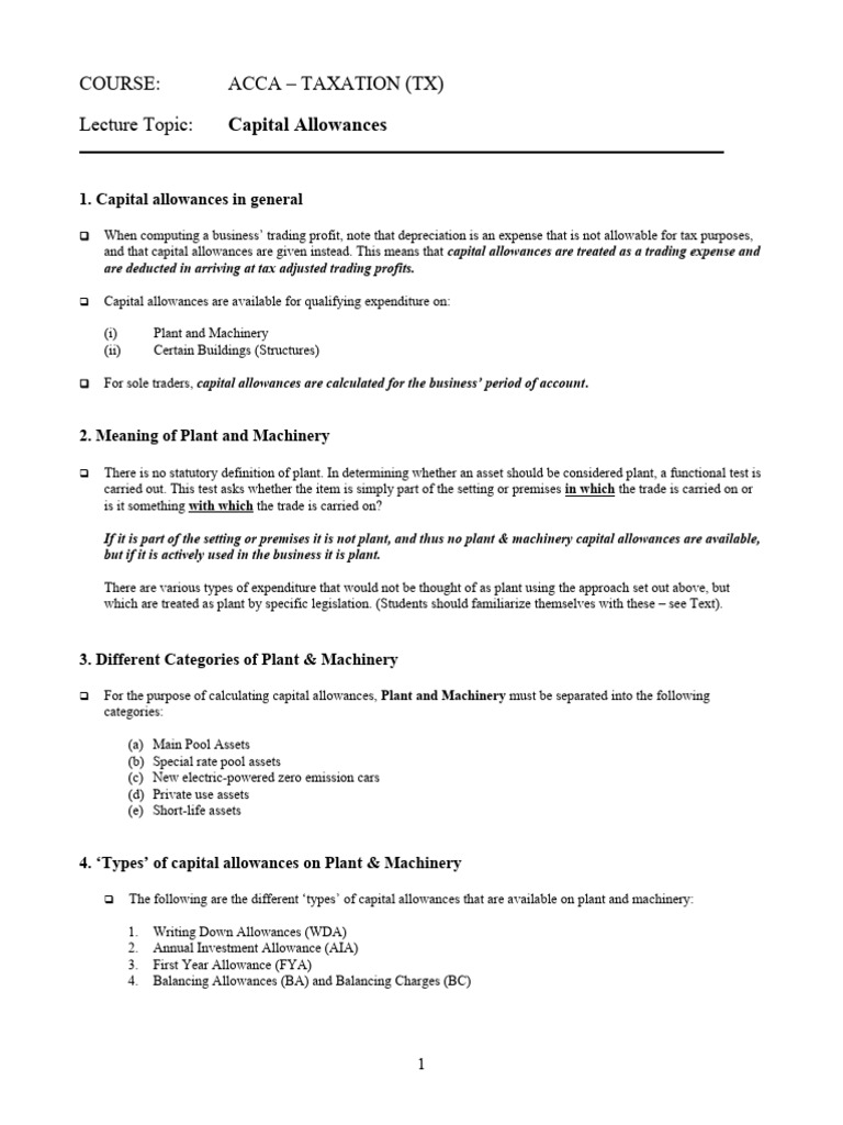Capital allowances july 2023 pdf expense public finance