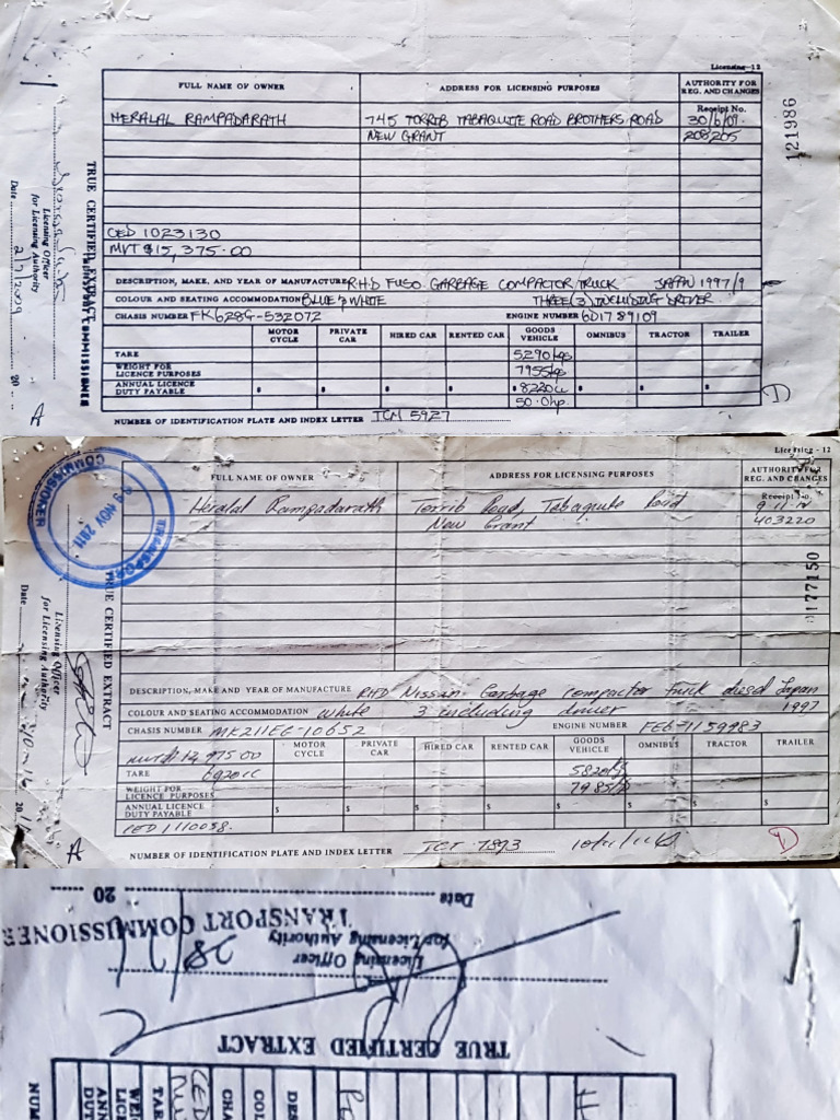 Vehicle Ownership Certification Document | PDF | Truck | Bus