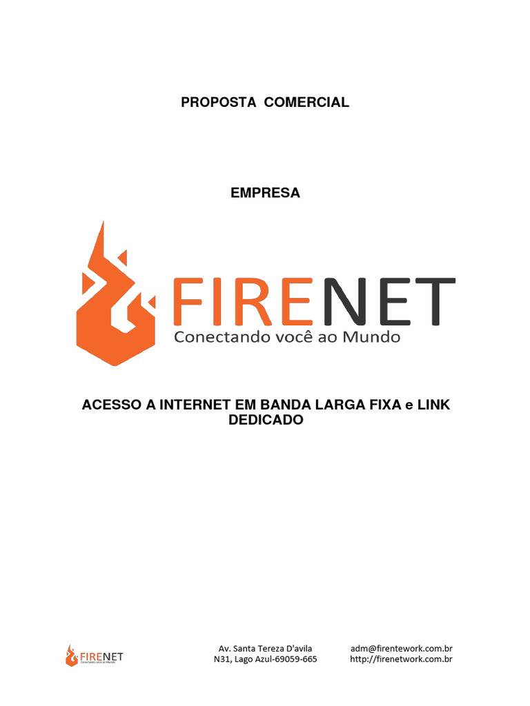 Proposta de Link Dedicado FireNET | PDF | Internet | Acesso à internet