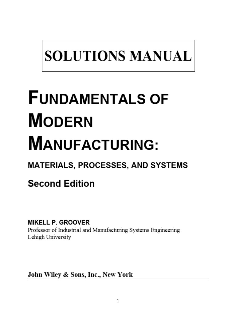Solutions Manual for Manufacturing Textbook | PDF | Deformation ...