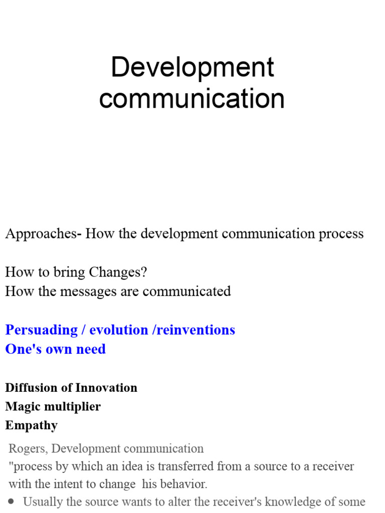 Development Communication and Innovation | PDF | Innovation | Human ...