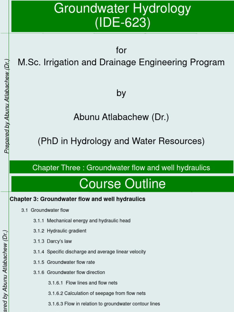 Chapter - 3 - Groundwater Flow and Well Hydraulics | PDF