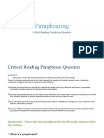 Critical Reading Paraphrase Question (1)