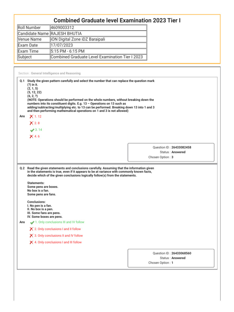 SSC CGL 2023 Mains Question Paper Analysis | PDF | Circle | Division ...
