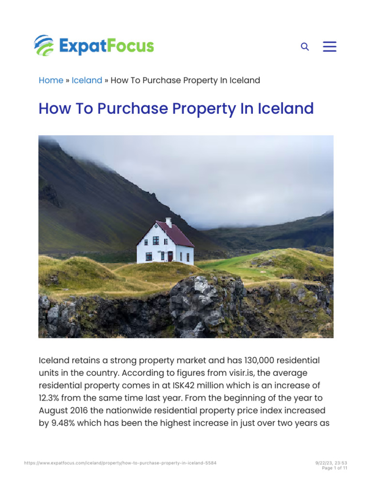 How To Purchase Property in Iceland Expat Focus PDF Estate Agent
