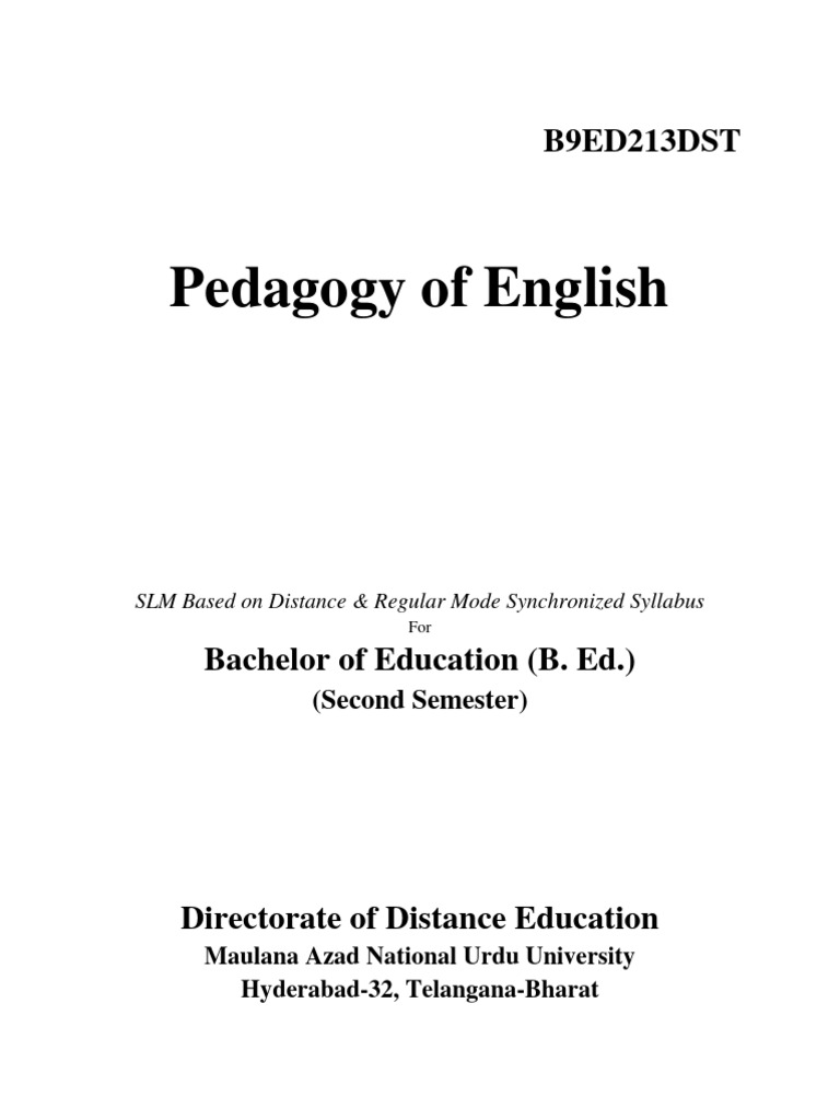 Pedagogy of English for B.Ed 2nd Sem | PDF | Curriculum | Learning