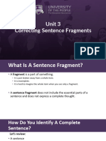 ENGL 0008 Unit 3 Lesson Correcting Sentence Fragments
