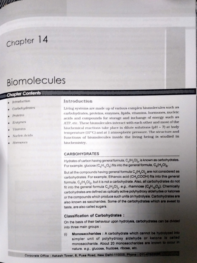 BIOMOLECULES CLASS 12 PDF
