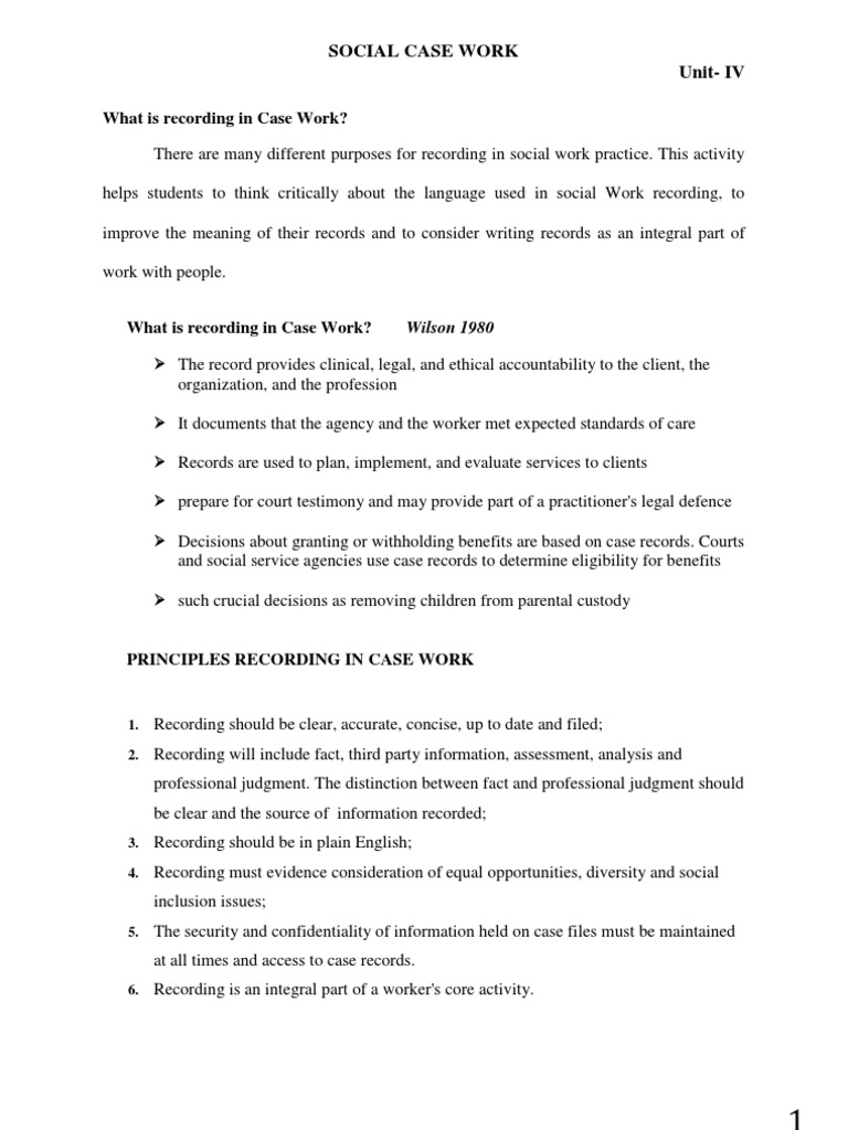 What Is Recording in Case Work? | PDF