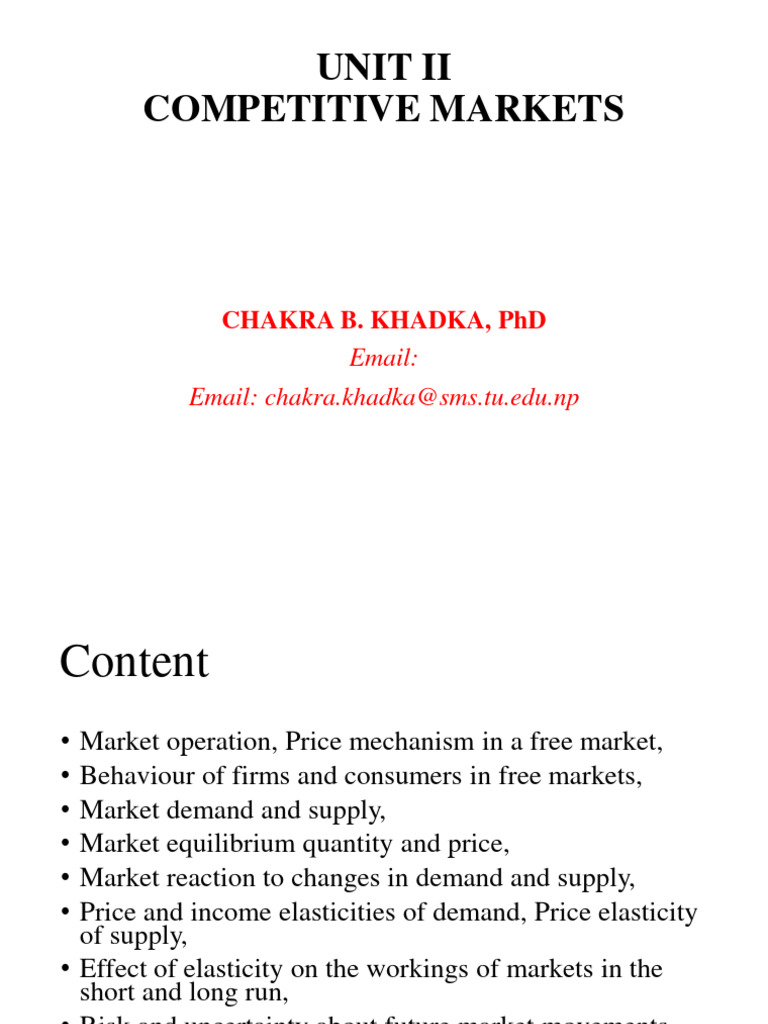 UNIT II Competitive Markets | PDF