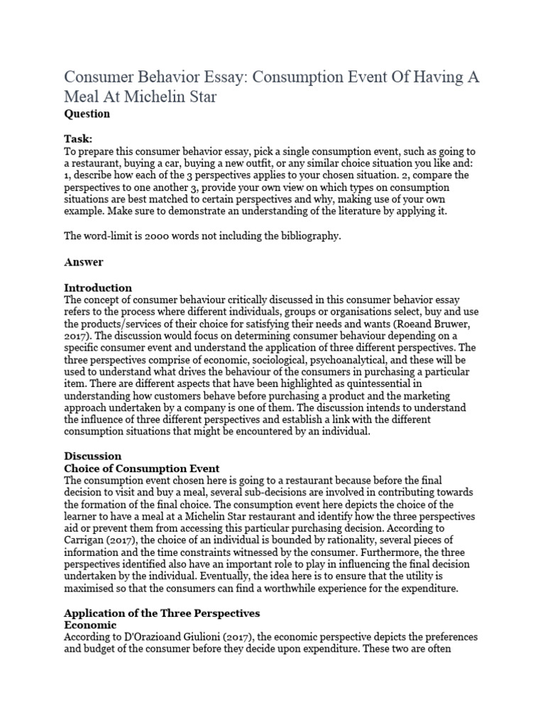 Consumer Behavior Essay Pdf