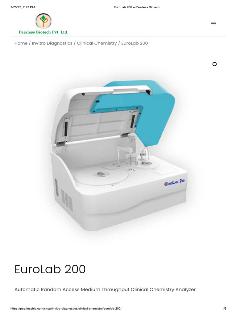EuroLab 200 Clinical Analyzer Overview | PDF | Biology | Biotechnology
