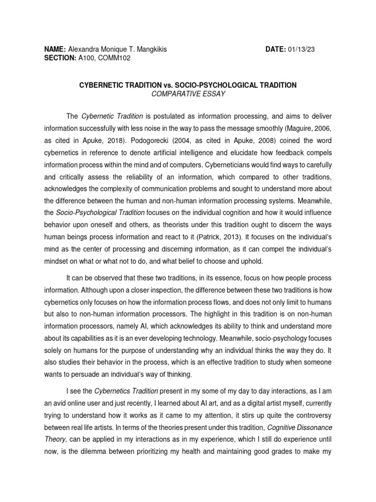 Cybernetic vs. Socio-Psychological Traditions | PDF | Information ...