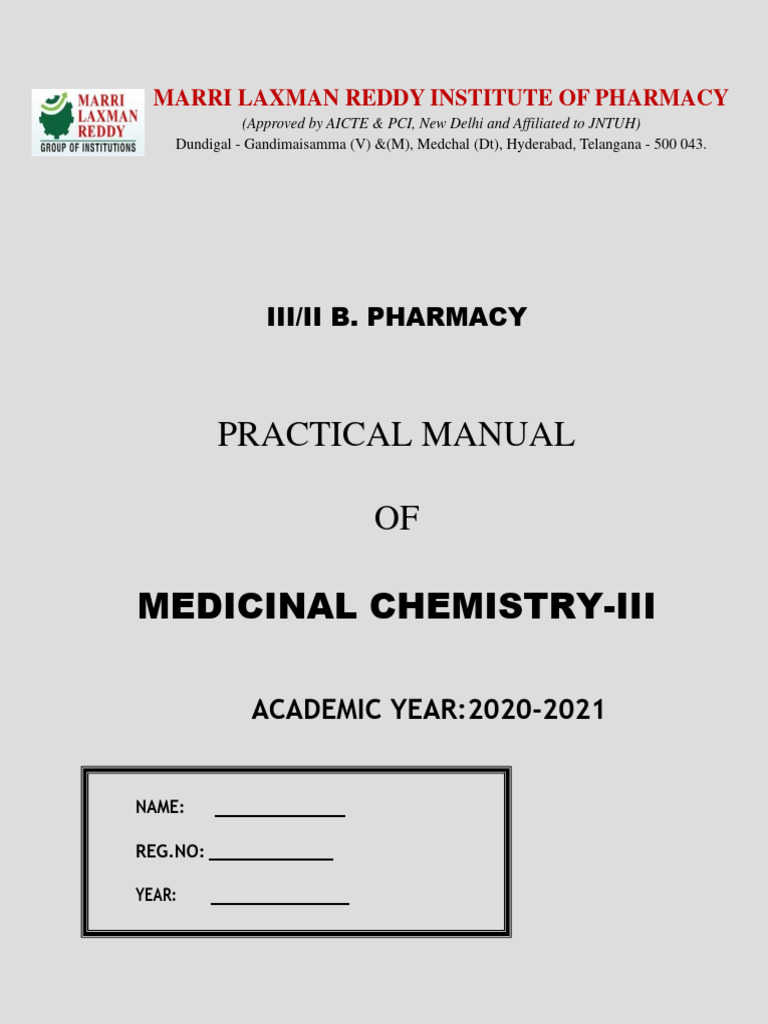 Medicinal Chemistry III Lab Manual | PDF | Acid | Titration
