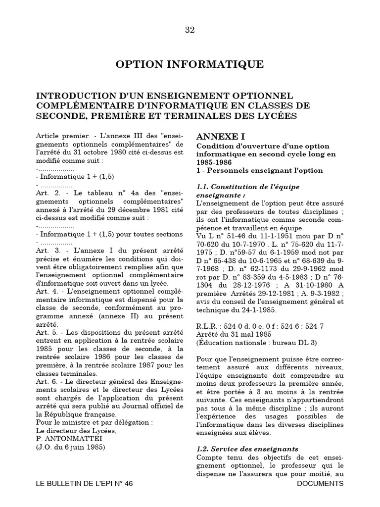 Option Informatique au Lycée | PDF | Programme informatique | Programmation