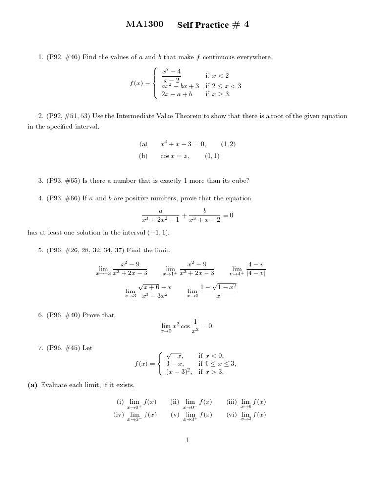 Calculus Assignment: Continuity & Limits | PDF | Applied Mathematics ...