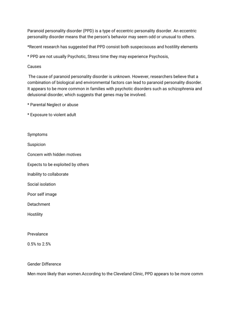 Understanding Paranoid Personality Disorder | PDF