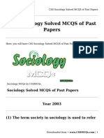 CSS Sociology Solved MCQS of Past Papers