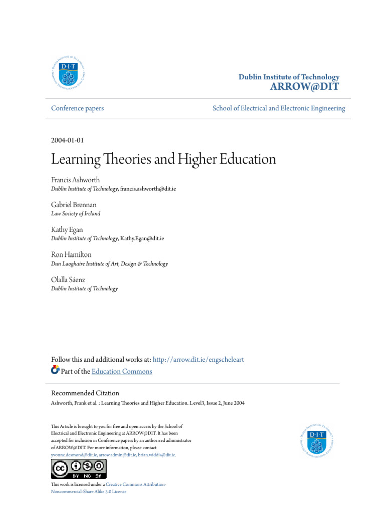 Learning Theories And Higher Education Pdf Constructivism