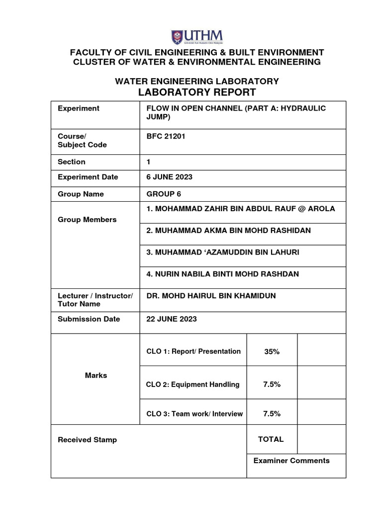 Full Report Lab Infiltration Rate - GP6 | PDF | Soil | Water