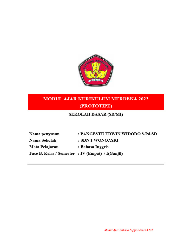 Modul Ajar Bahasa Inggris Kelas 4 | PDF | Karier & Perkembangan | Seni ...