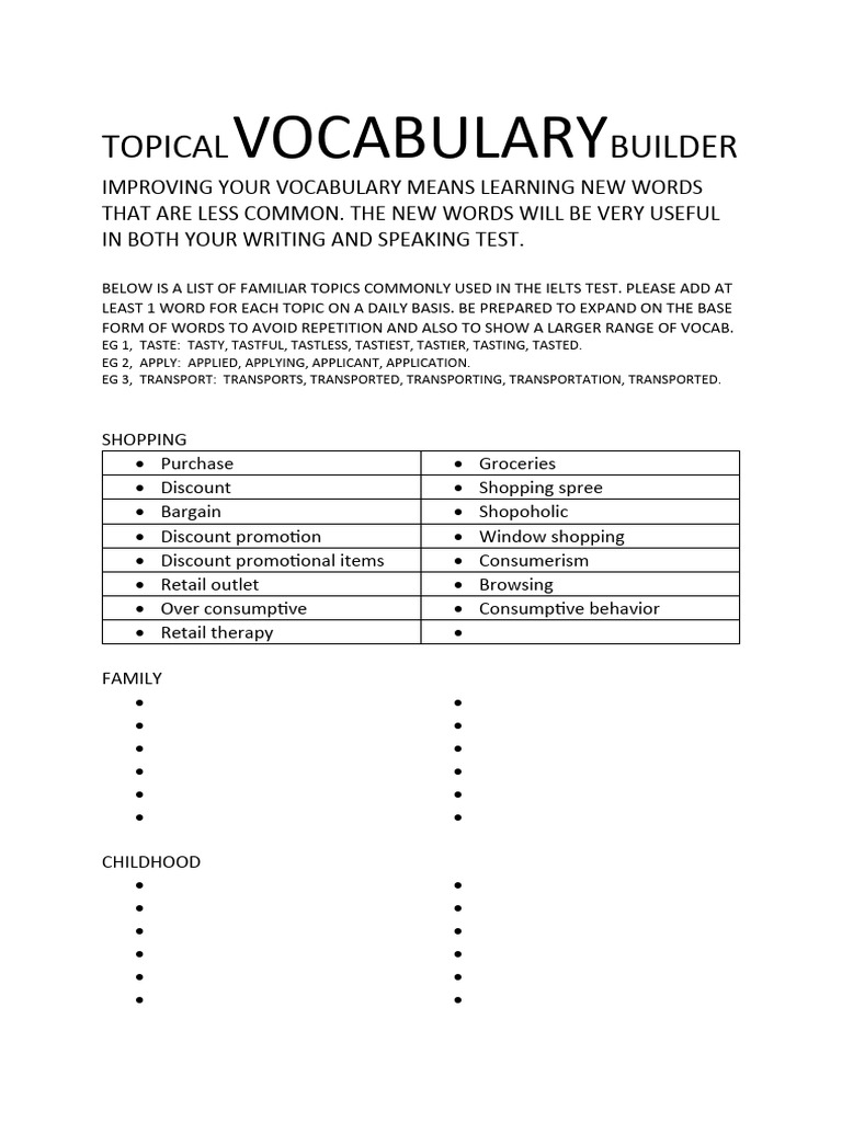 Topical Vocabulary Builder PDF