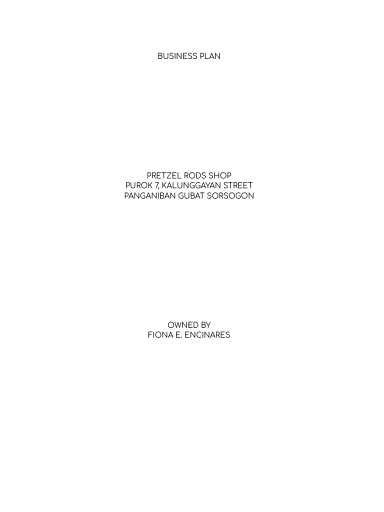 BUSINESS PLAN SAMPLES PDF