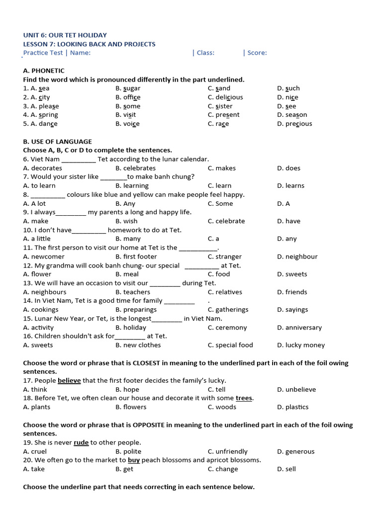G6 Unit 6 Practice Test | PDF