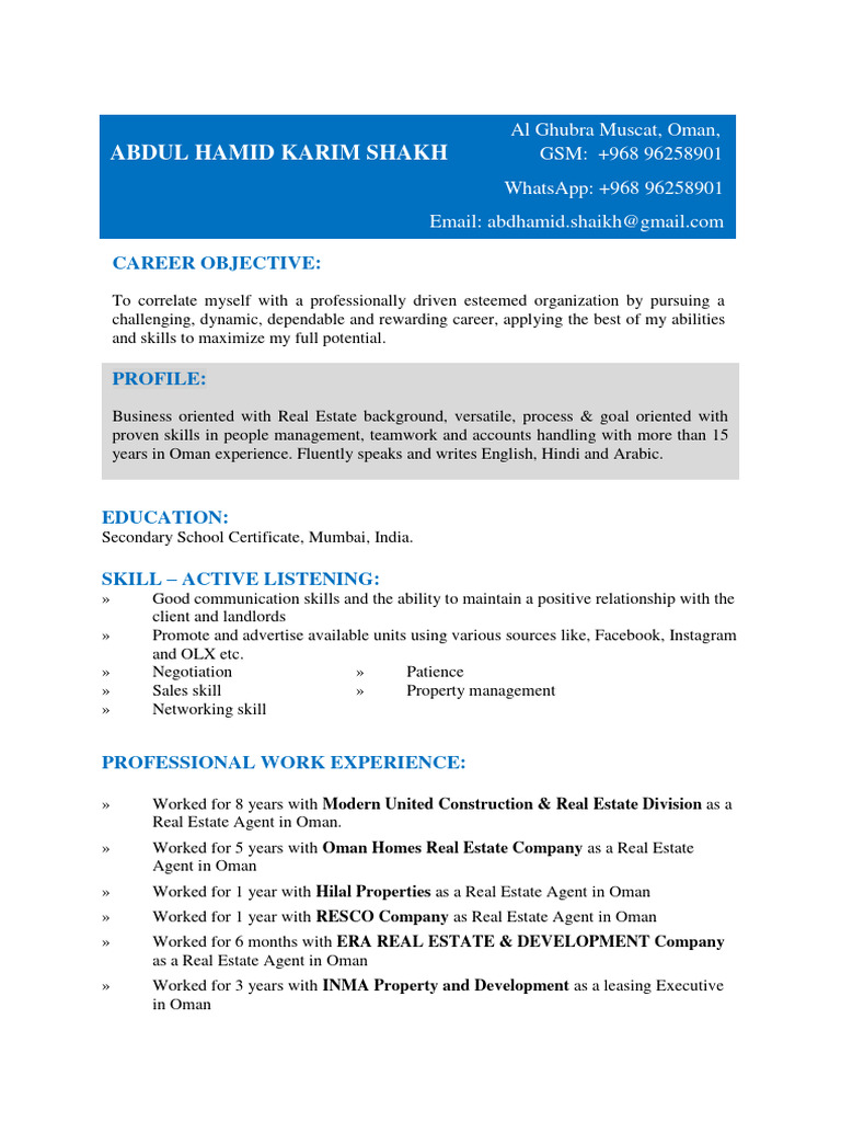 Real Estate Agent Profile | PDF