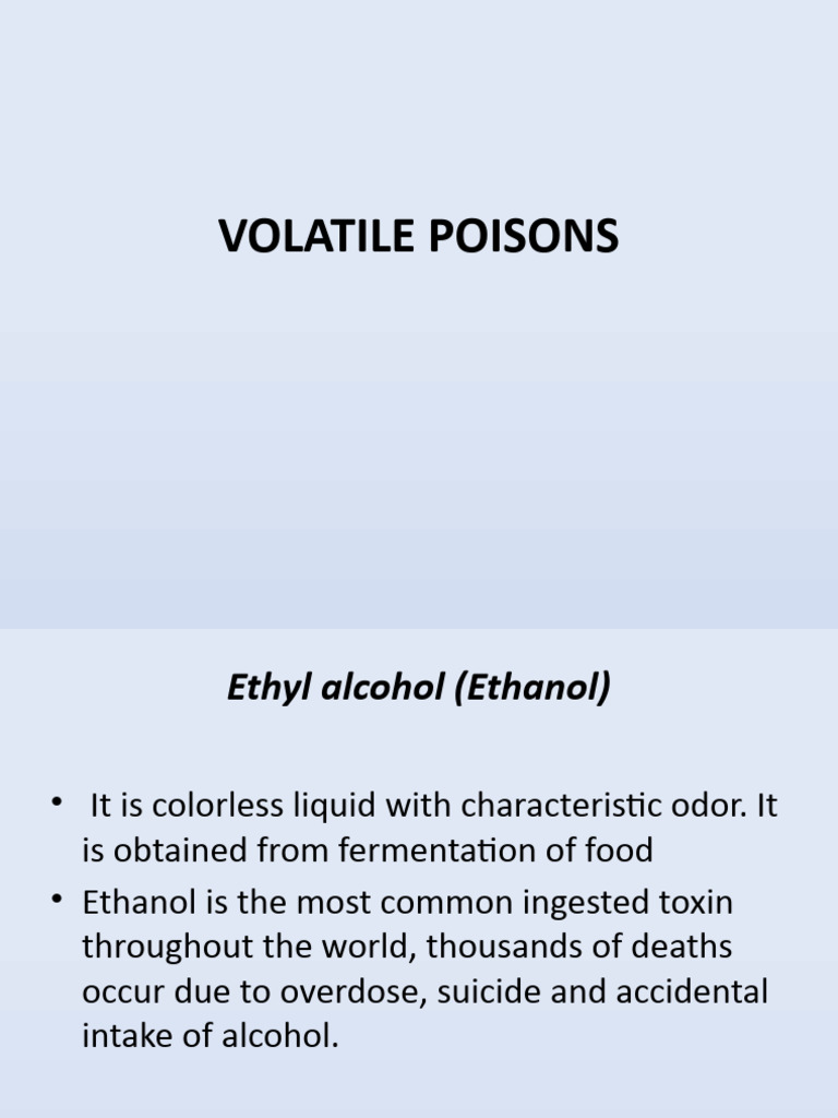 Ethanol and Methanol Poisoning Overview | PDF | Ethanol | Methanol