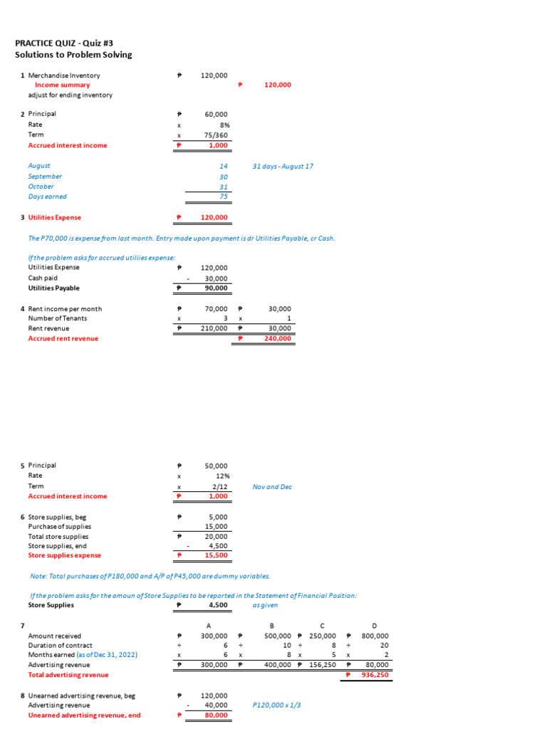 Practice+Quiz+ +quiz+#3 Solutions+to+Ps | PDF
