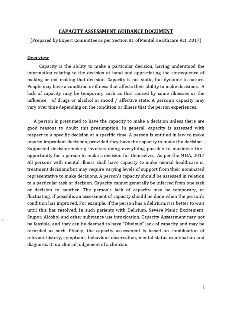 Net Capacity Assessment Guidance
