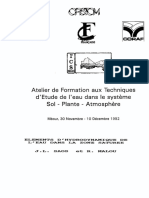 Atelier de Formation Aux Techniques D'etude de L'eau Dans Le Système Sol - Plante - Atmosphère