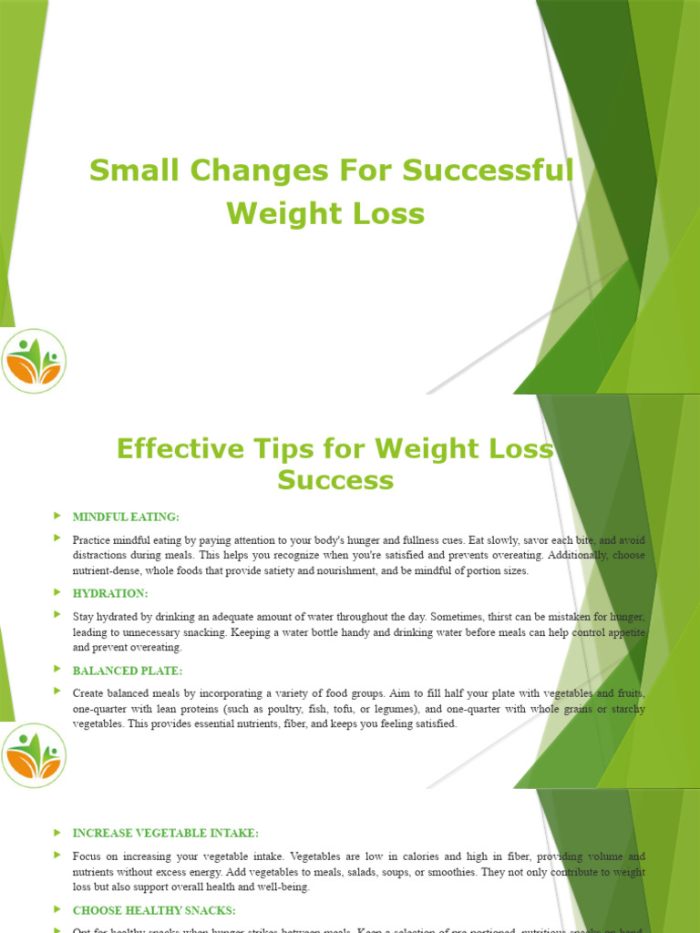 Small Changes For Successful Weight Loss PDF Weight Loss Eating